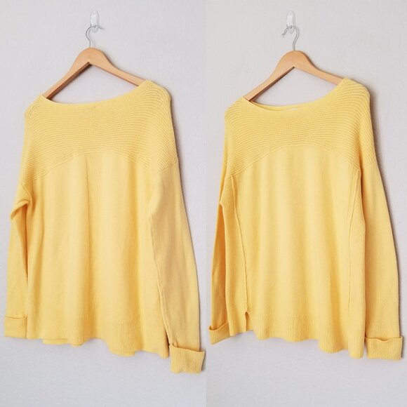 J. Jill Women's S Ribbed-Detail Pullover Sweater Dark Daffodil Yellow Slits $89 - Picture 4 of 16